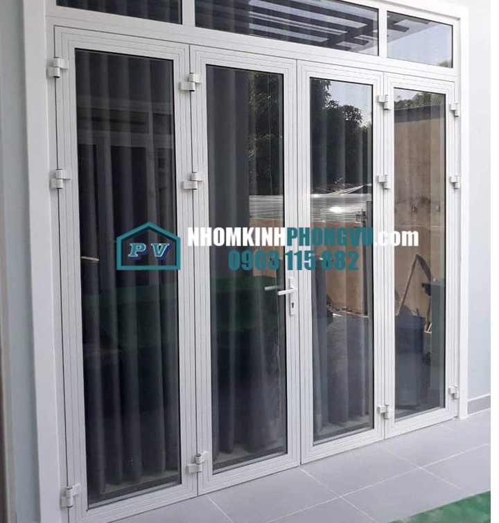 Thi công cửa đi nhôm kính 4 cánh màu trắng sứ tại đường Nguyễn Trãi, Phường 3, Thành Phố Tây Ninh