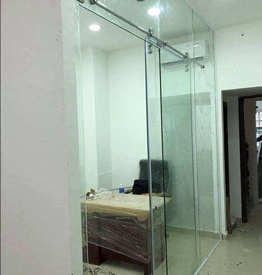 Làm cửa, vách kính cường lực lùa treo tại thủ đức, gò vấp, quận 9 tphcm